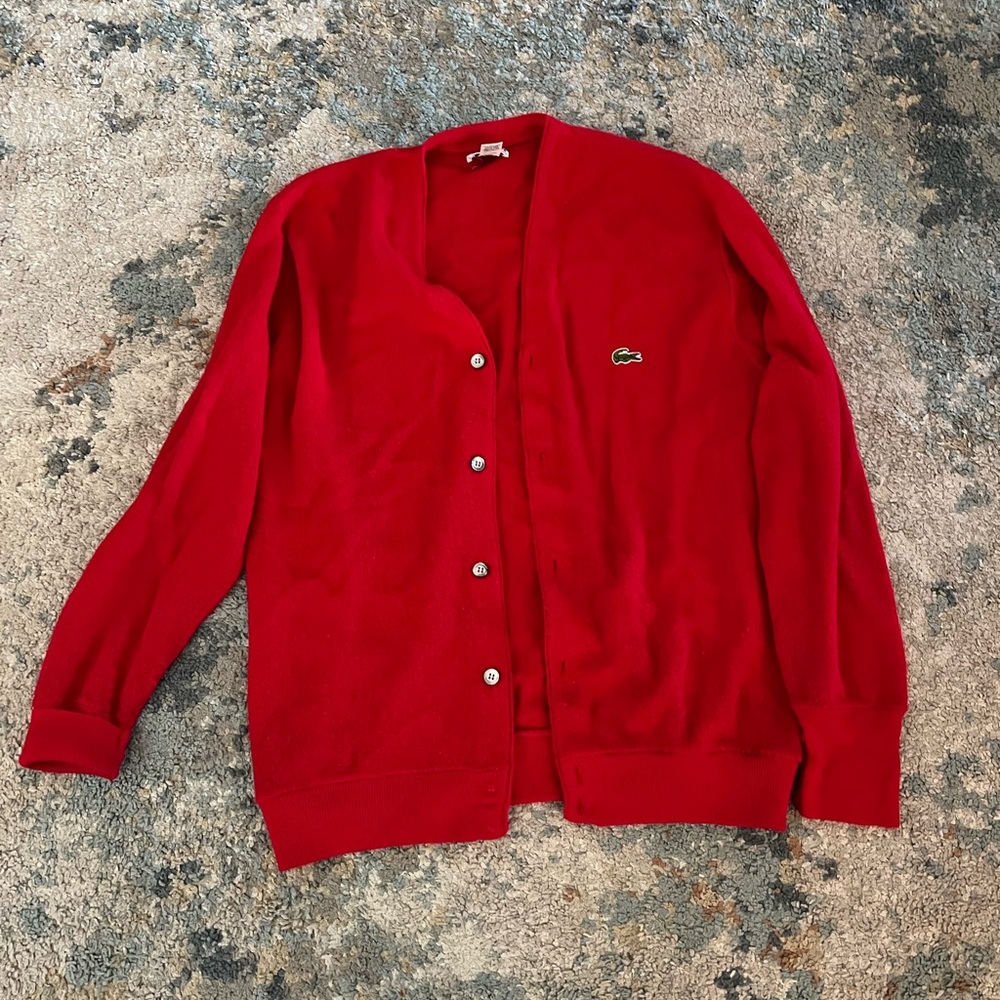 Vintage Lacoste Red Cardigan